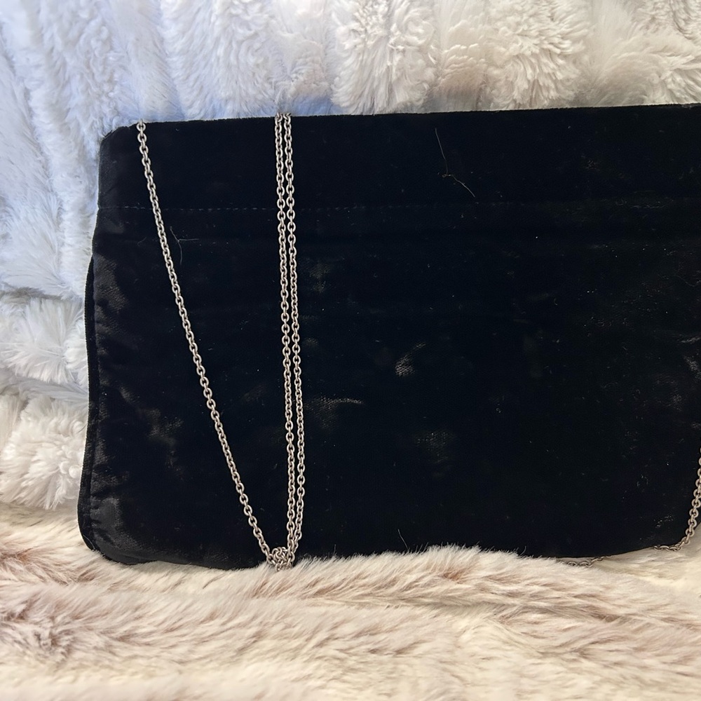 Giorgio Armani Black Velvet Silver Chain Clutch
